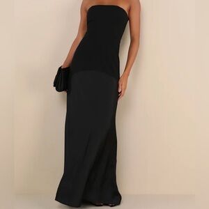 Lulu’s Compelling Style Black Strapless A-Line Maxi Dress